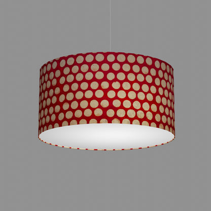 Drum Lamp Shade - P84 ~ Batik Dots on Red, 50cm(d) x 25cm(h)