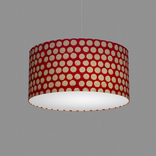 Drum Lamp Shade - P84 ~ Batik Dots on Red, 50cm(d) x 25cm(h)