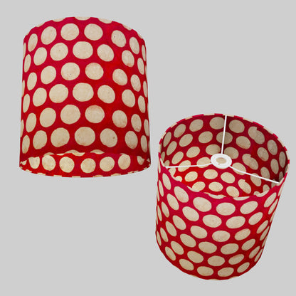 Drum Lamp Shade - P84 ~ Batik Dots on Red, 30cm(d) x 30cm(h)