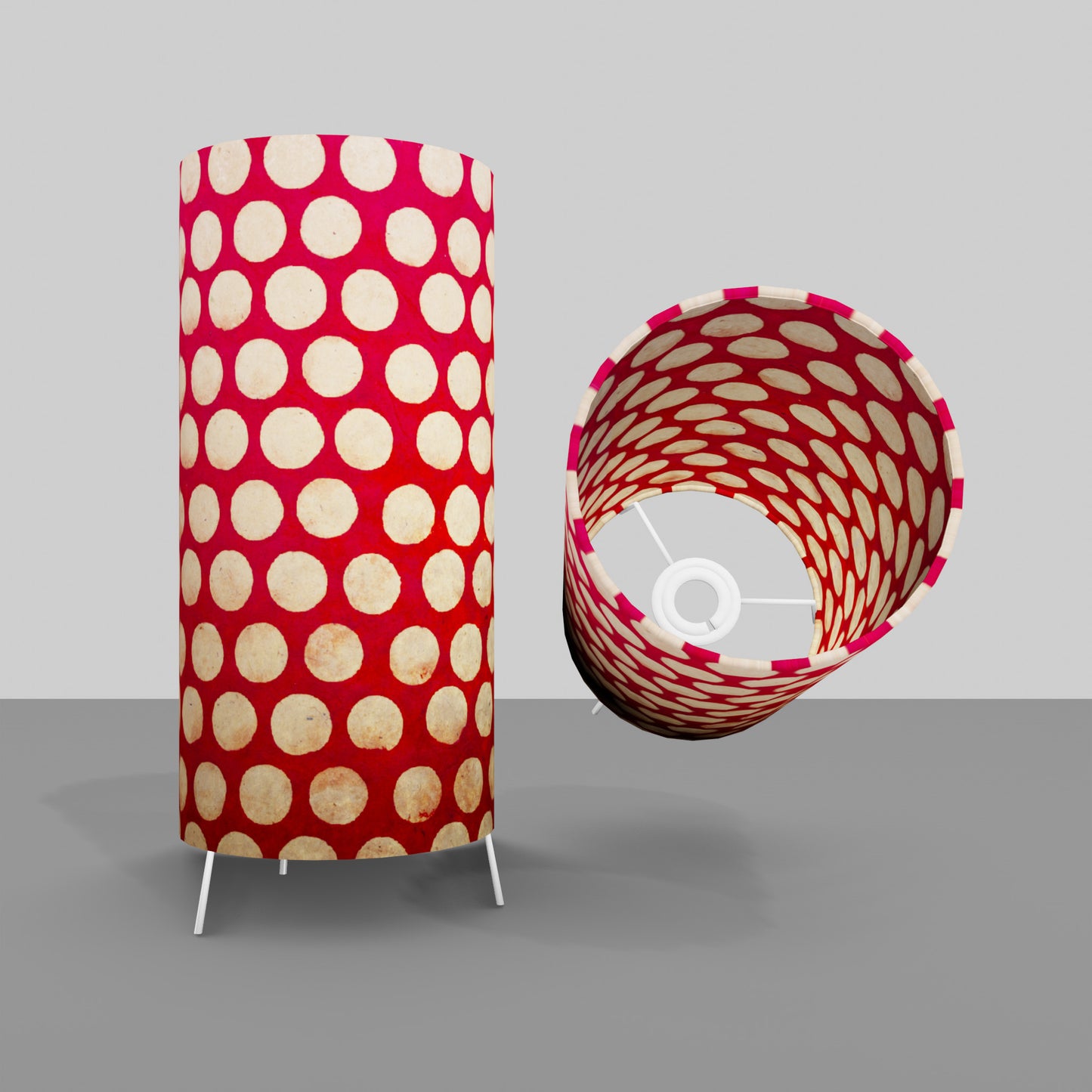 Free Standing Table Lamp Small - P84 ~ Batik Dots on Red