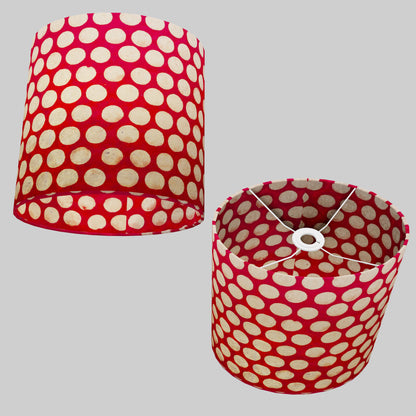 Oval Lamp Shade - P84 ~ Batik Dots on Red, 30cm(w) x 30cm(h) x 22cm(d)