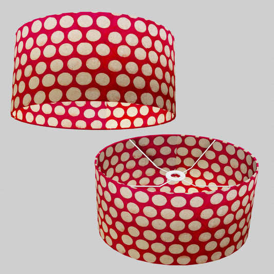 Oval Lamp Shade - P84 ~ Batik Dots on Red, 40cm(w) x 20cm(h) x 30cm(d)