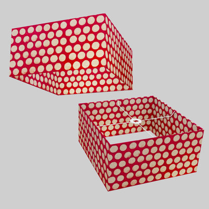 Square Lamp Shade - P84 ~ Batik Dots on Red, 40cm(w) x 20cm(h) x 40cm(d)