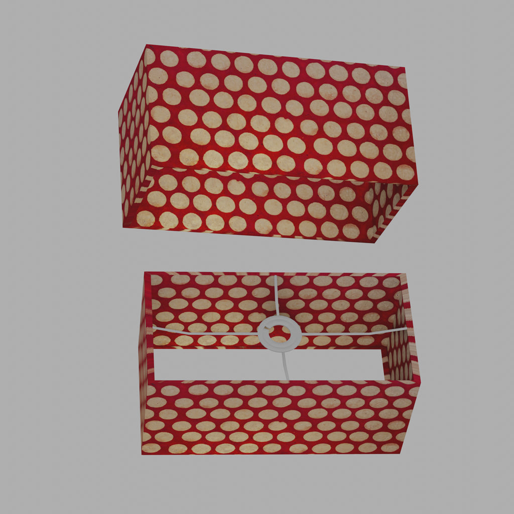 Rectangle Lamp Shade - P84 ~ Batik Dots on Red, 40cm(w) x 20cm(h) x 20cm(d)