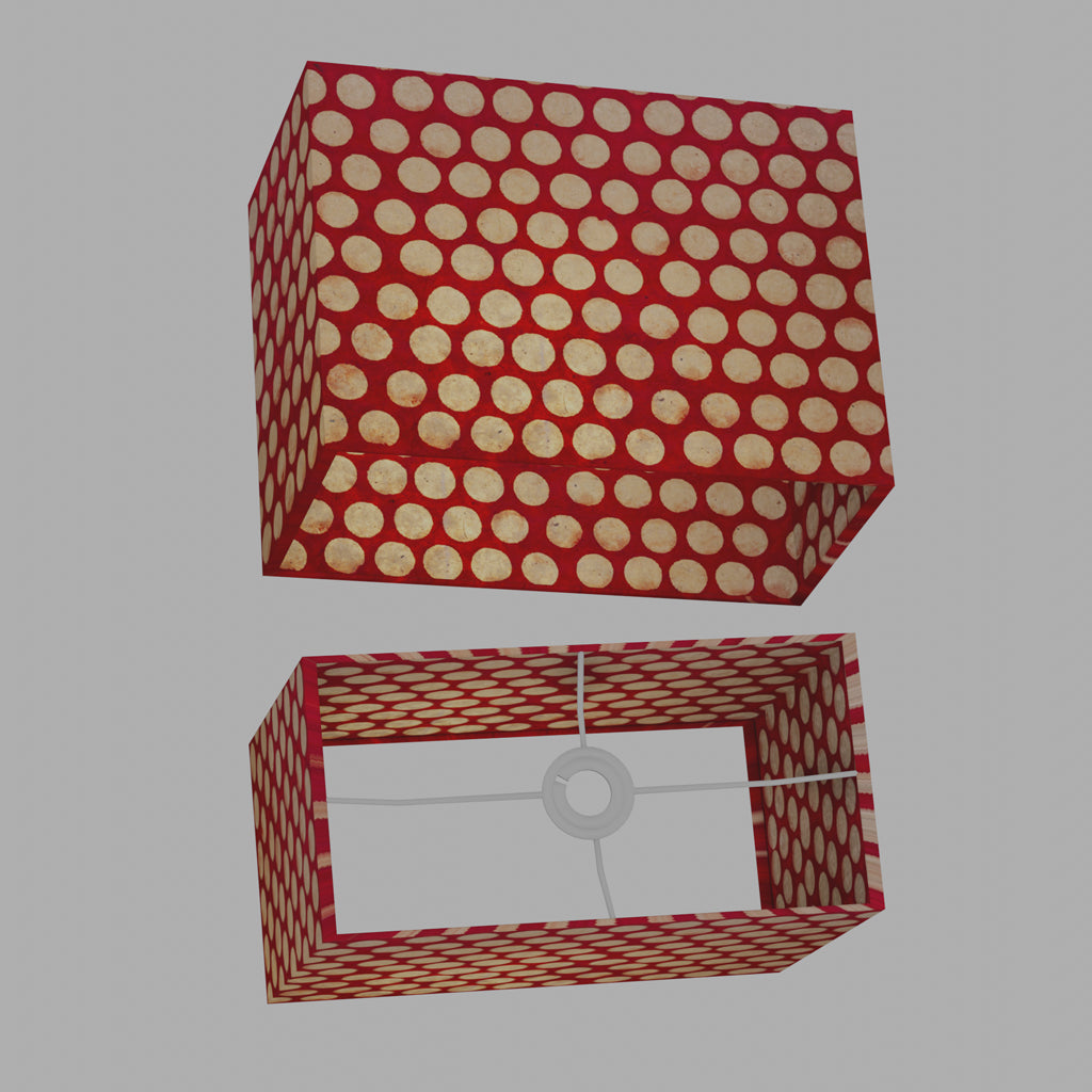 Rectangle Lamp Shade - P84 ~ Batik Dots on Red, 40cm(w) x 30cm(h) x 20cm(d)