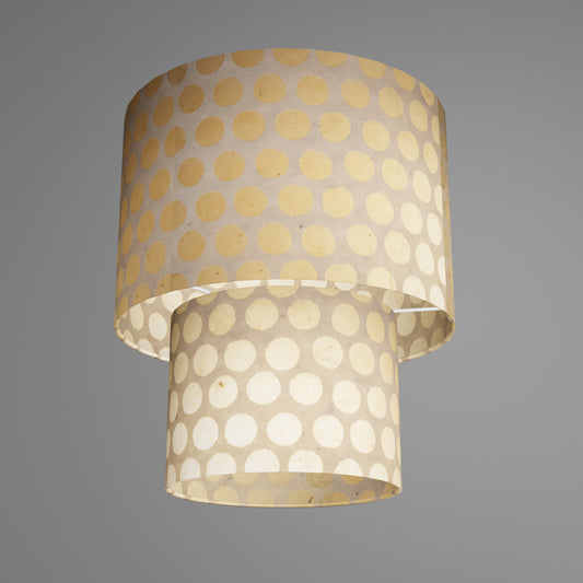 2 Tier Lamp Shade - P85 ~ Batik Dots on Natural, 30cm x 20cm & 20cm x 15cm