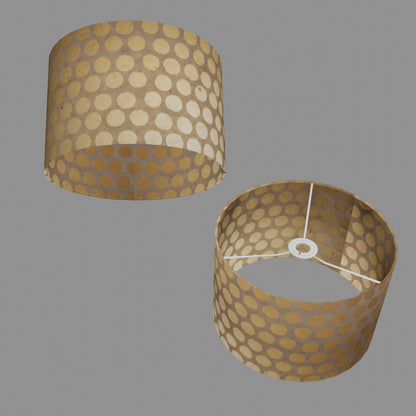 Drum Lamp Shade - P85 ~ Batik Dots on Natural, 30cm(d) x 20cm(h)