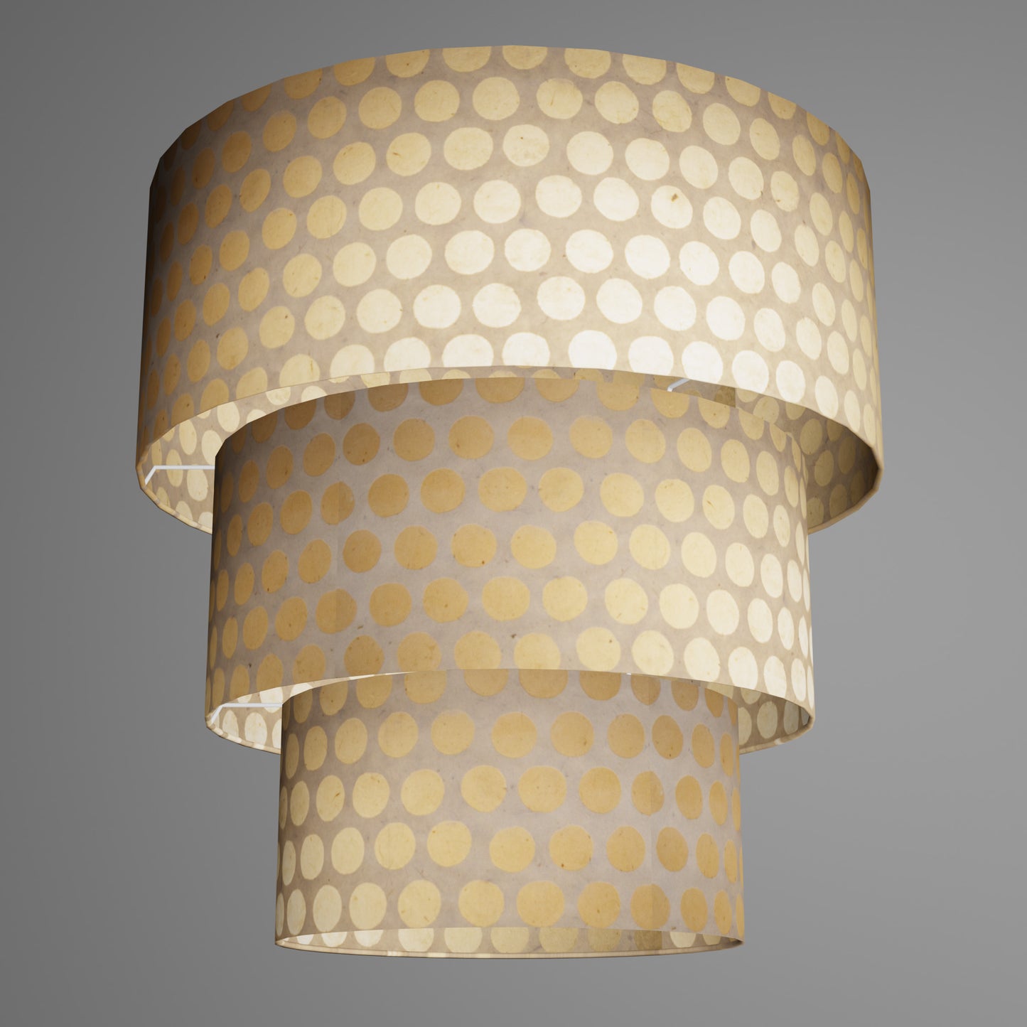 3 Tier Lamp Shade - P85 ~ Batik Dots on Natural, 50cm x 20cm, 40cm x 17.5cm & 30cm x 15cm