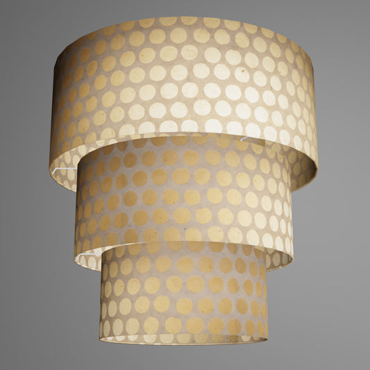 3 Tier Lamp Shade - P85 ~ Batik Dots on Natural, 50cm x 20cm, 40cm x 17.5cm & 30cm x 15cm