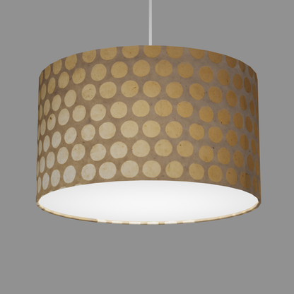 Drum Lamp Shade - P85 ~ Batik Dots on Natural, 35cm(d) x 20cm(h)