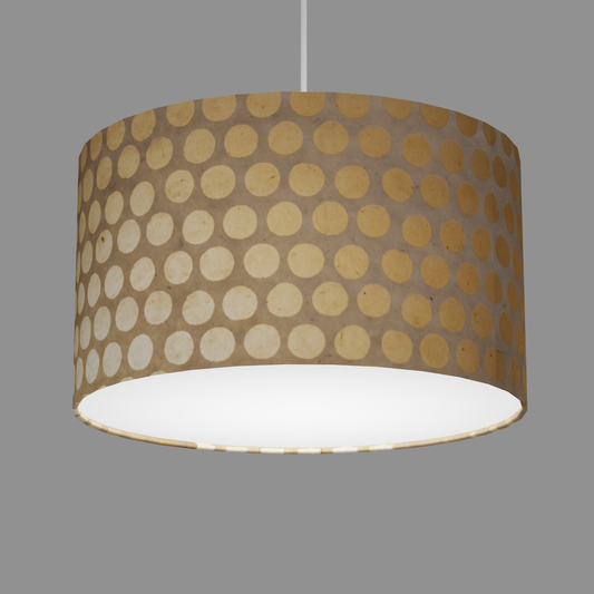 Drum Lamp Shade - P85 ~ Batik Dots on Natural, 35cm(d) x 20cm(h)