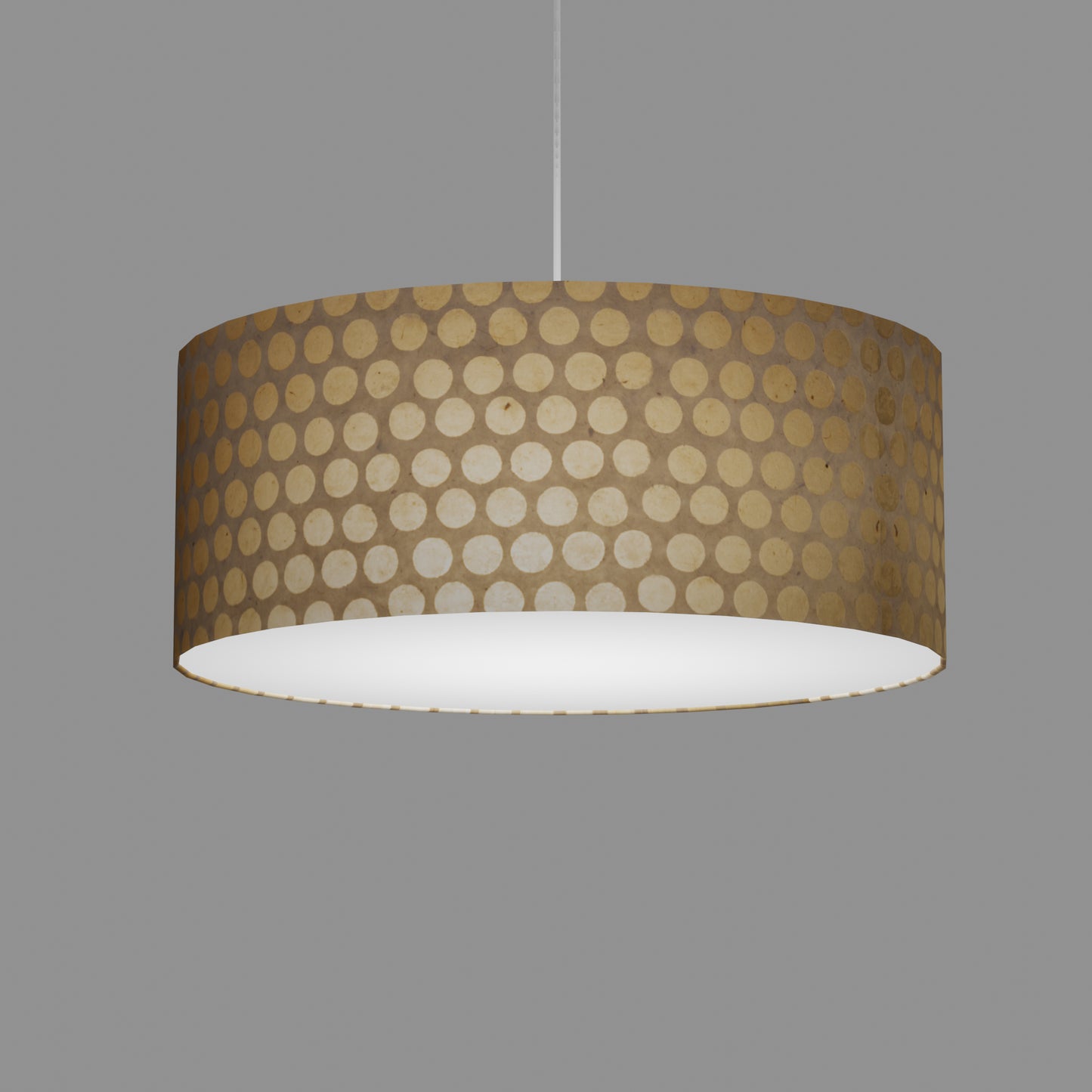 Drum Lamp Shade - P85 ~ Batik Dots on Natural, 50cm(d) x 20cm(h)