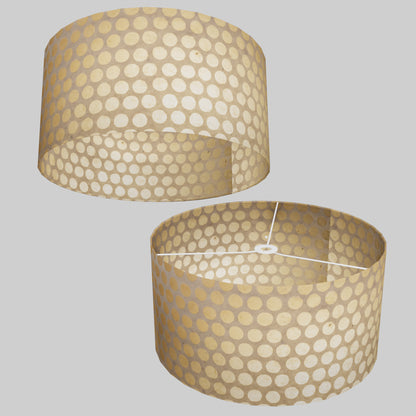 Drum Lamp Shade - P85 ~ Batik Dots on Natural, 50cm(d) x 25cm(h)