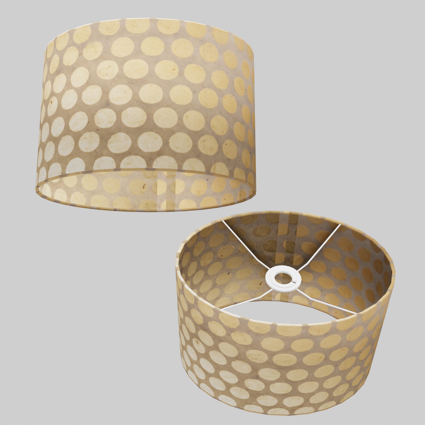 Oval Lamp Shade - P85 ~ Batik Dots on Natural, 30cm(w) x 20cm(h) x 22cm(d)