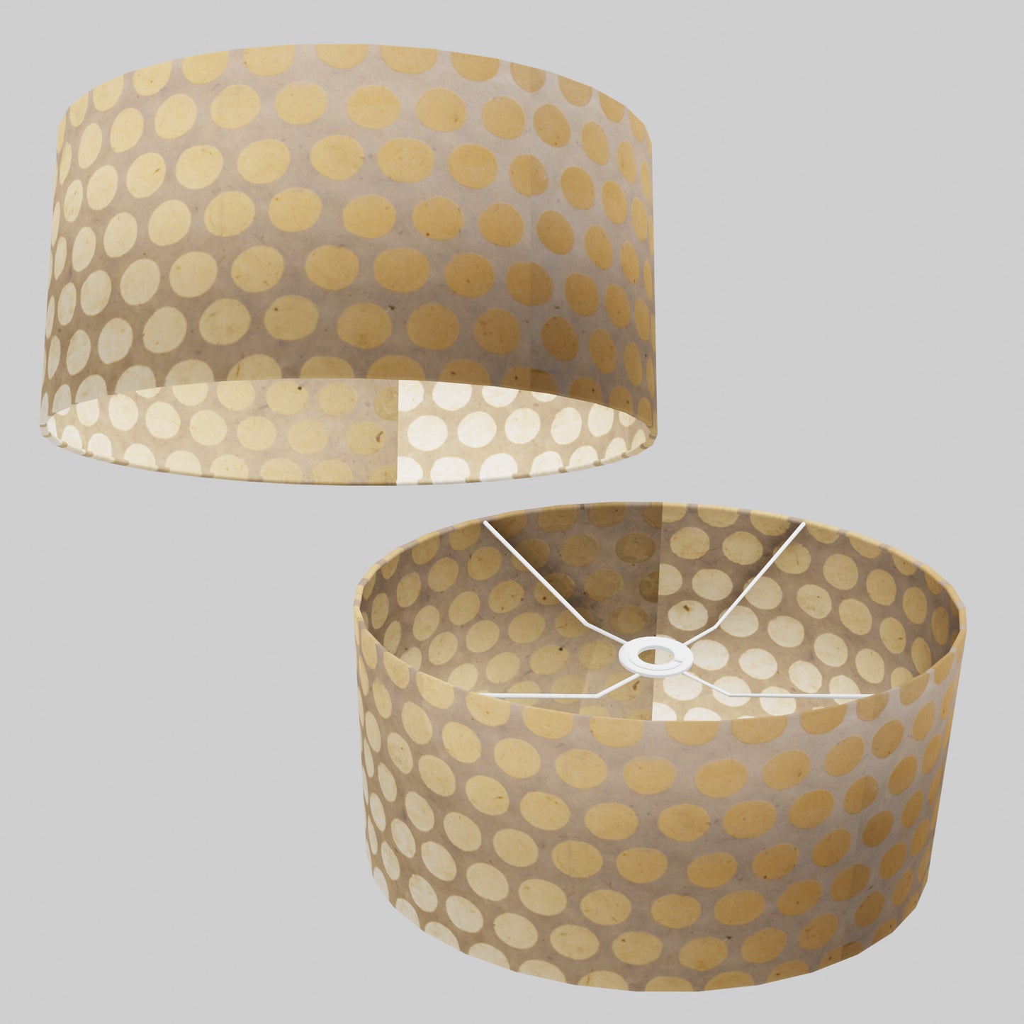 Oval Lamp Shade - P85 ~ Batik Dots on Natural, 40cm(w) x 20cm(h) x 30cm(d)