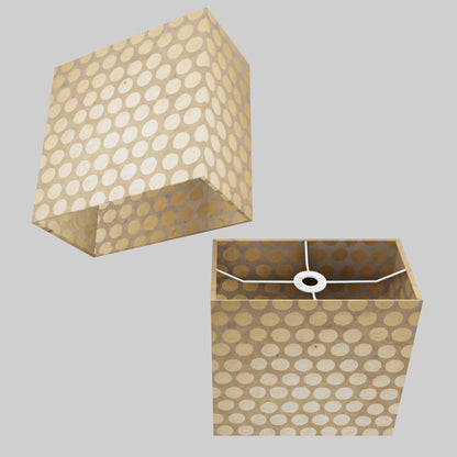 Rectangle Lamp Shade - P85 ~ Batik Dots on Natural, 30cm(w) x 30cm(h) x 15cm(d)