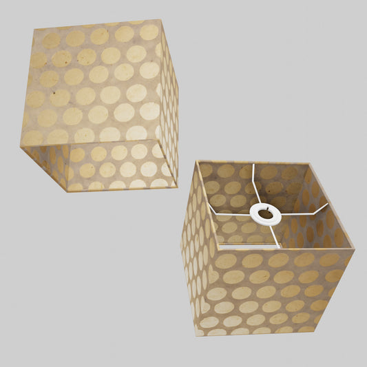 Square Lamp Shade - P85 ~ Batik Dots on Natural, 20cm(w) x 20cm(h) x 20cm(d)