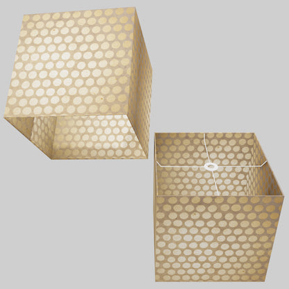 Square Lamp Shade - P85 ~ Batik Dots on Natural, 40cm(w) x 40cm(h) x 40cm(d)