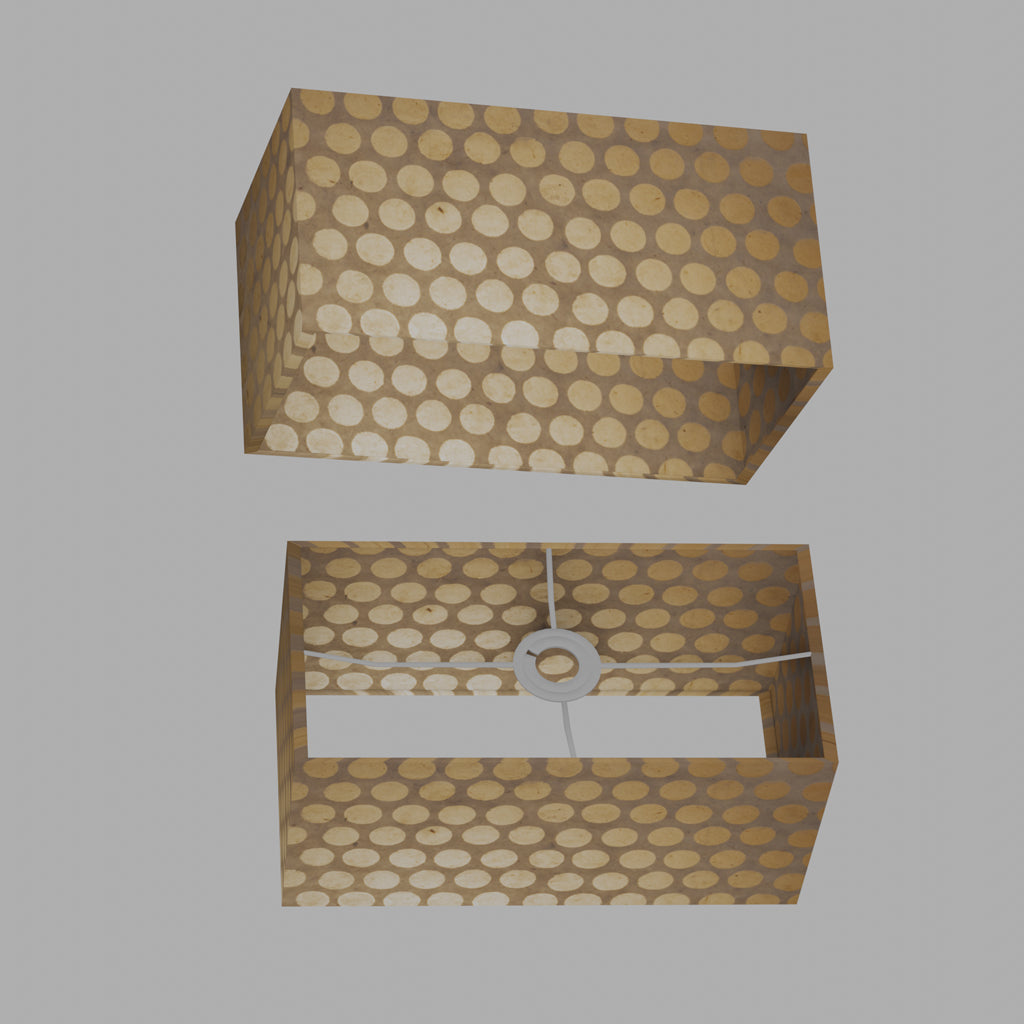 Rectangle Lamp Shade - P85 ~ Batik Dots on Natural, 40cm(w) x 20cm(h) x 20cm(d)