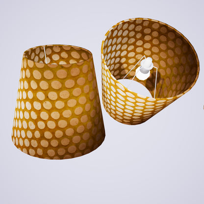 Conical Lamp Shade P86 ~ Batik Dots on Yellow, 23cm(top) x 35cm(bottom) x 31cm(height)