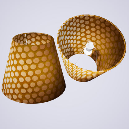 Conical Lamp Shade P86 ~ Batik Dots on Yellow, 23cm(top) x 40cm(bottom) x 31cm(height)