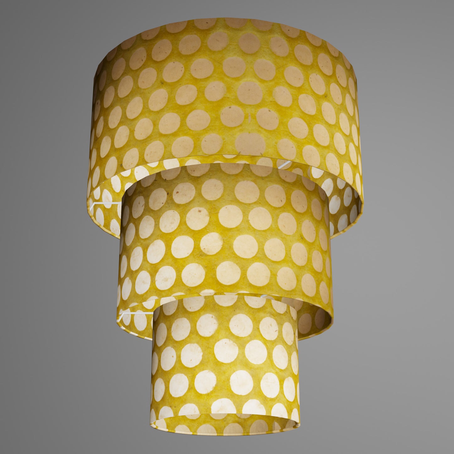 3 Tier Lamp Shade - P86 ~ Batik Dots on Yellow, 40cm x 20cm, 30cm x 17.5cm & 20cm x 15cm