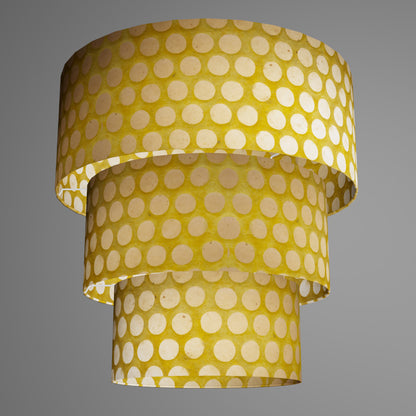 3 Tier Lamp Shade - P86 ~ Batik Dots on Yellow, 50cm x 20cm, 40cm x 17.5cm & 30cm x 15cm