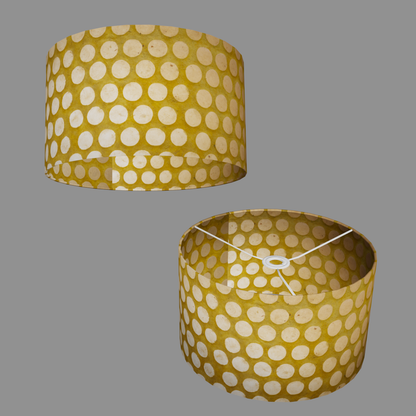 Drum Lamp Shade - P86 ~ Batik Dots on Yellow, 35cm(d) x 20cm(h)