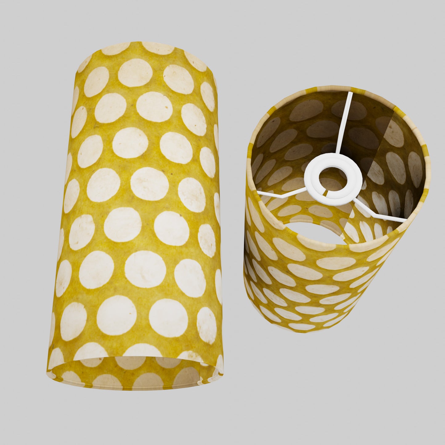 Drum Lamp Shade - P86 ~ Batik Dots on Yellow, 15cm(diameter)