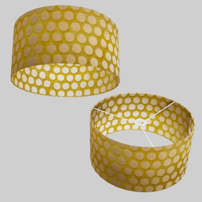 Drum Lamp Shade - P86 ~ Batik Dots on Yellow, 40cm(d) x 20cm(h)