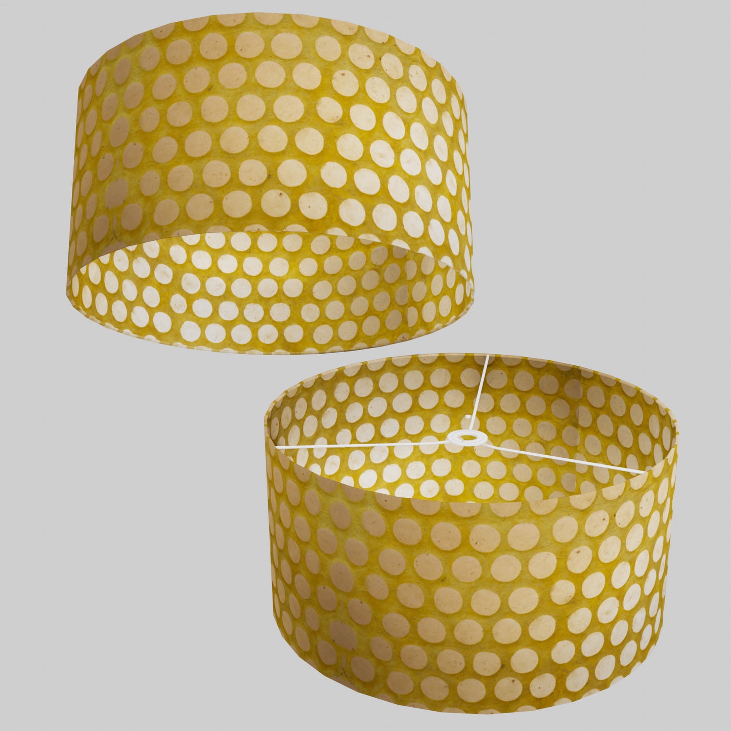 Drum Lamp Shade - P86 ~ Batik Dots on Yellow, 50cm(d) x 25cm(h)