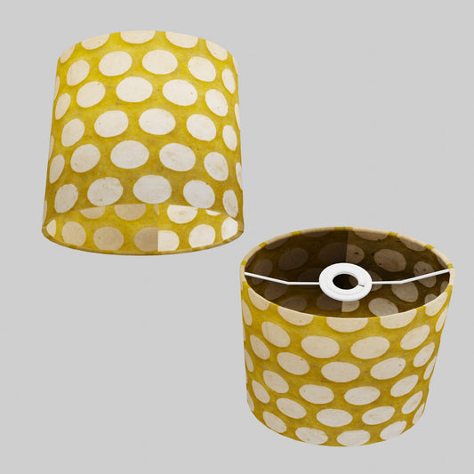 Oval Lamp Shade - P86 ~ Batik Dots on Yellow, 20cm(w) x 20cm(h) x 13cm(d)