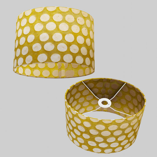 Oval Lamp Shade - P86 ~ Batik Dots on Yellow, 30cm(w) x 20cm(h) x 22cm(d)