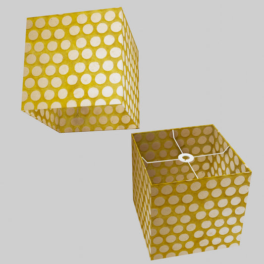 Square Lamp Shade - P86 ~ Batik Dots on Yellow, 30cm(w) x 30cm(h) x 30cm(d)
