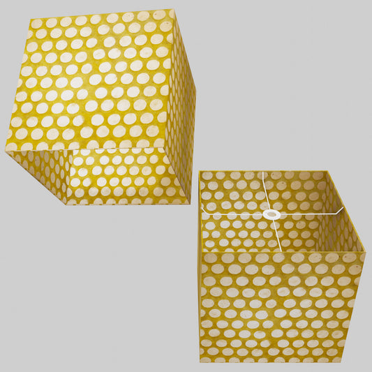 Square Lamp Shade - P86 ~ Batik Dots on Yellow, 40cm(w) x 40cm(h) x 40cm(d)