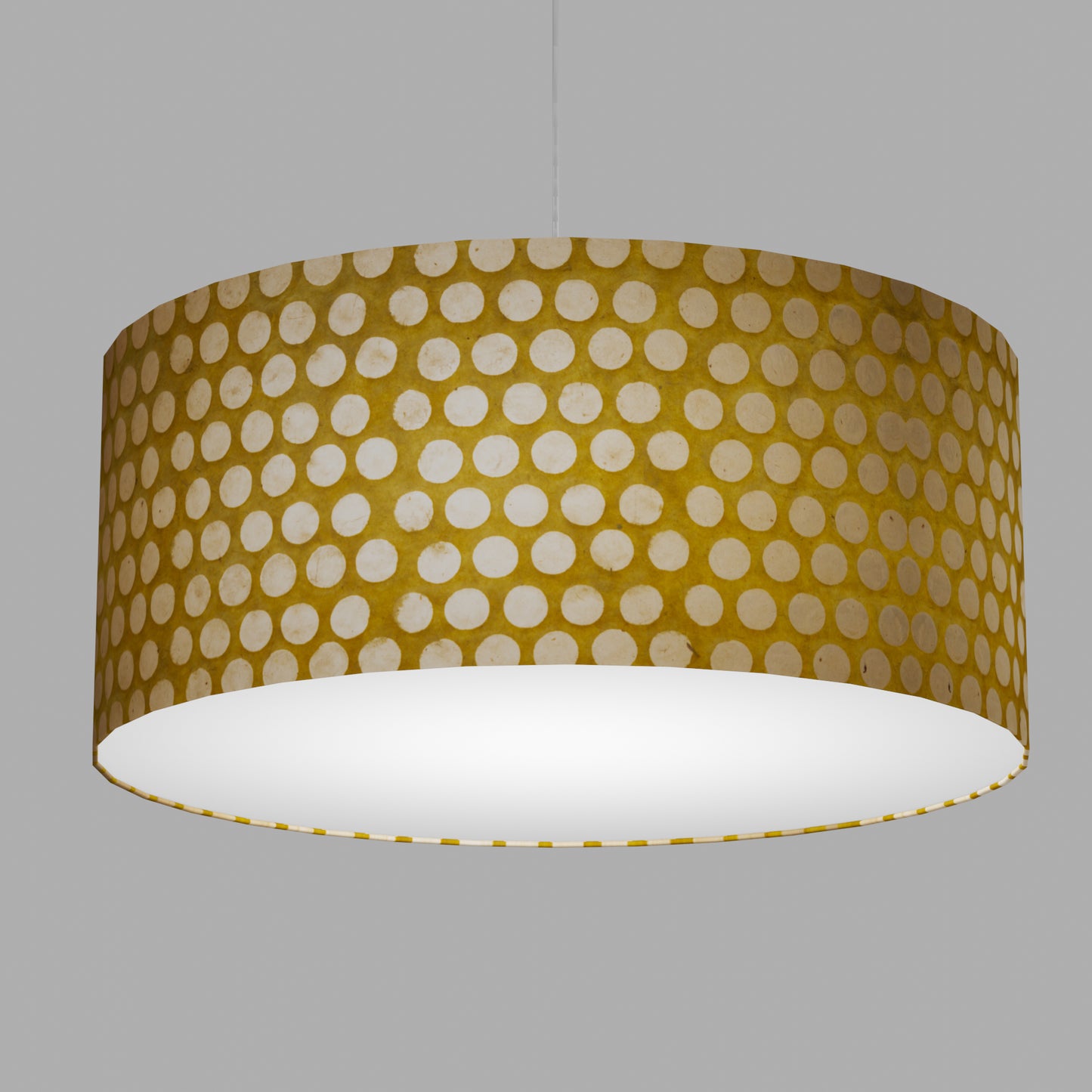 Drum Lamp Shade - P86 ~ Batik Dots on Yellow, 70cm(d) x 30cm(h)