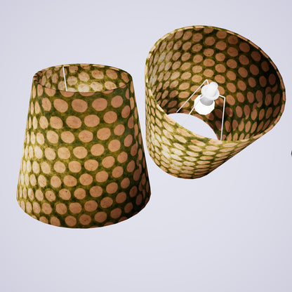 Conical Lamp Shade P87 ~ Batik Dots on Green, 23cm(top) x 35cm(bottom) x 31cm(height)