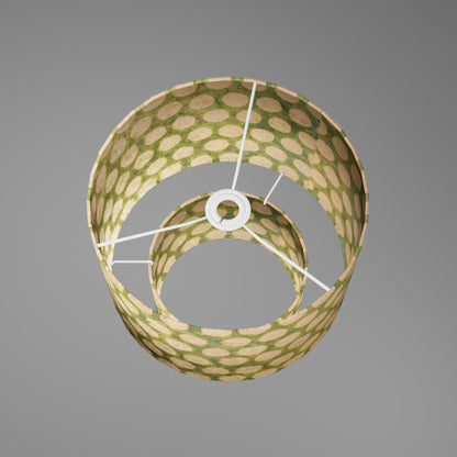 2 Tier Lamp Shade - P87 ~ Batik Dots on Green, 30cm x 20cm & 20cm x 15cm