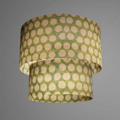 2 Tier Lamp Shade - P87 ~ Batik Dots on Green, 40cm x 20cm & 30cm x 15cm