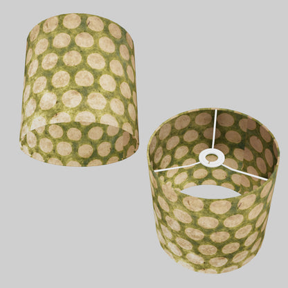 Drum Lamp Shade - P87 ~ Batik Dots on Green, 25cm x 25cm