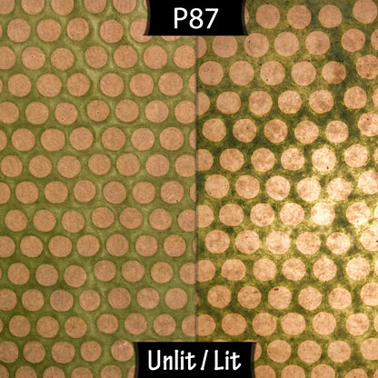 Square Lamp Shade - P87 ~ Batik Dots on Green, 20cm(w) x 30cm(h) x 20cm(d)