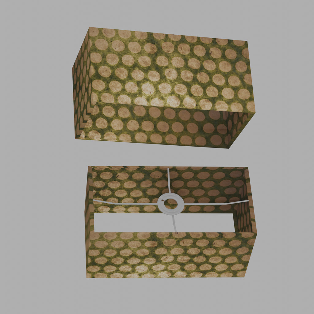 Rectangle Lamp Shade - P87 ~ Batik Dots on Green, 40cm(w) x 20cm(h) x 20cm(d)