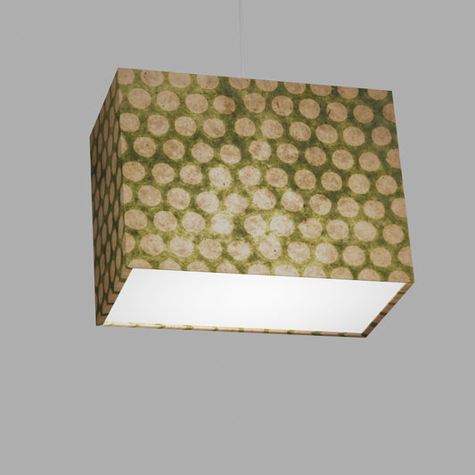Rectangle Lamp Shade - P87 ~ Batik Dots on Green, 40cm(w) x 30cm(h) x 20cm(d)