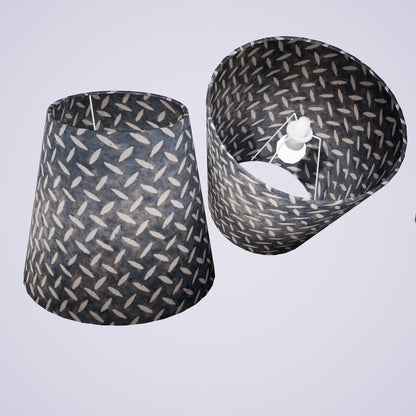Conical Lamp Shade P88 ~ Batik Tread Plate Grey, 23cm(top) x 35cm(bottom) x 31cm(height)