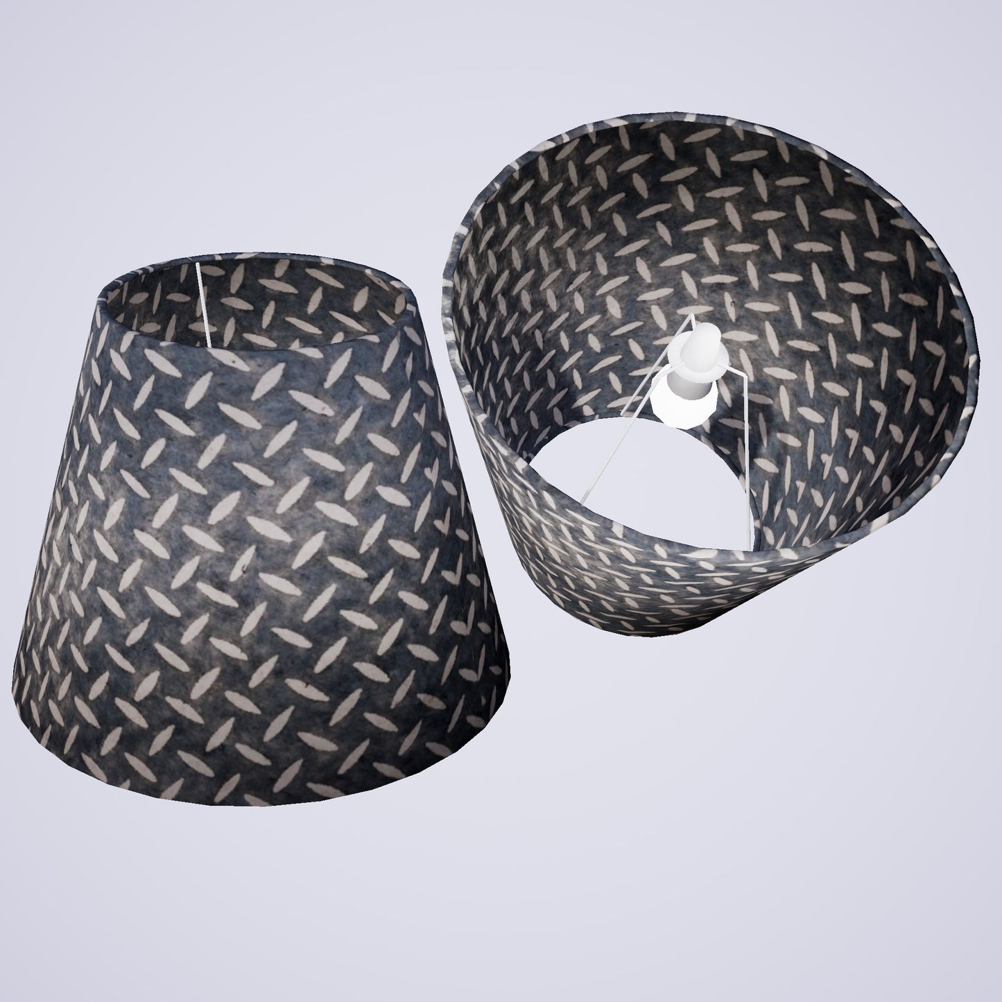 Conical Lamp Shade P88 ~ Batik Tread Plate Grey, 23cm(top) x 40cm(bottom) x 31cm(height)