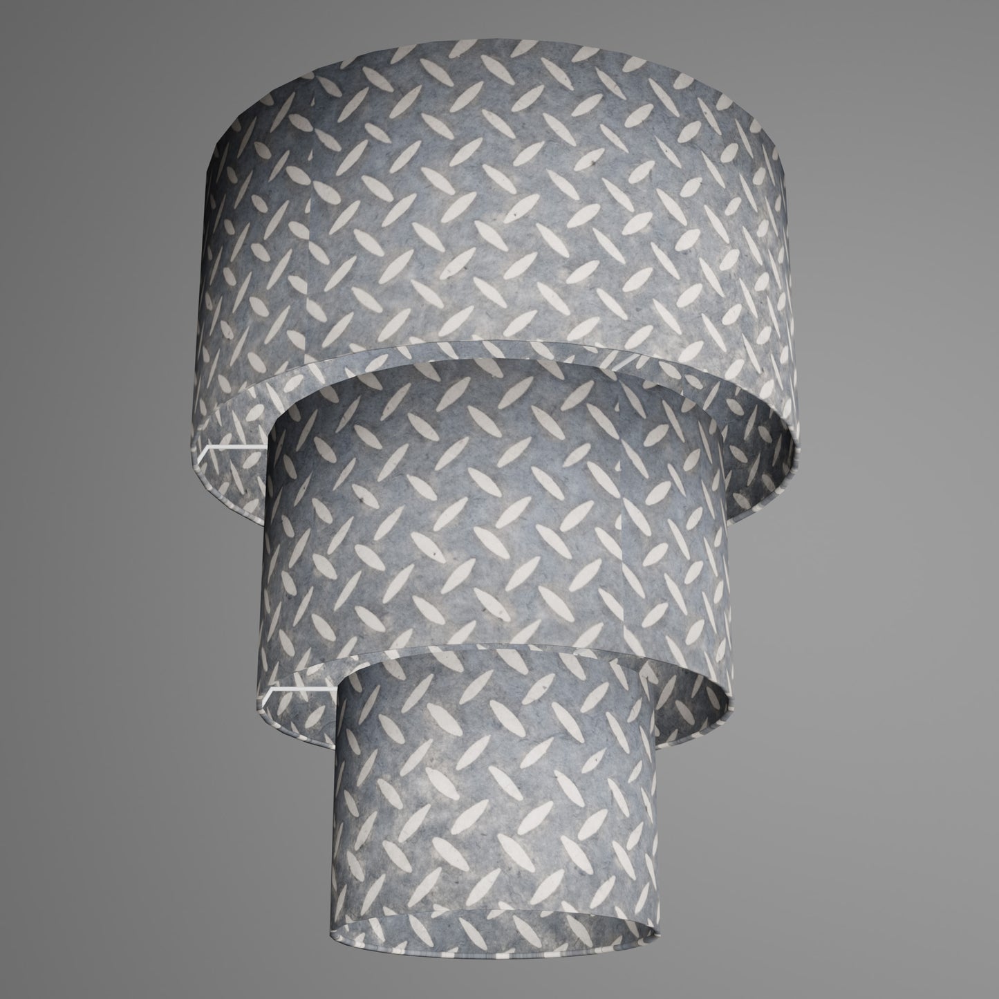 3 Tier Lamp Shade - P88 ~ Batik Tread Plate Grey, 40cm x 20cm, 30cm x 17.5cm & 20cm x 15cm