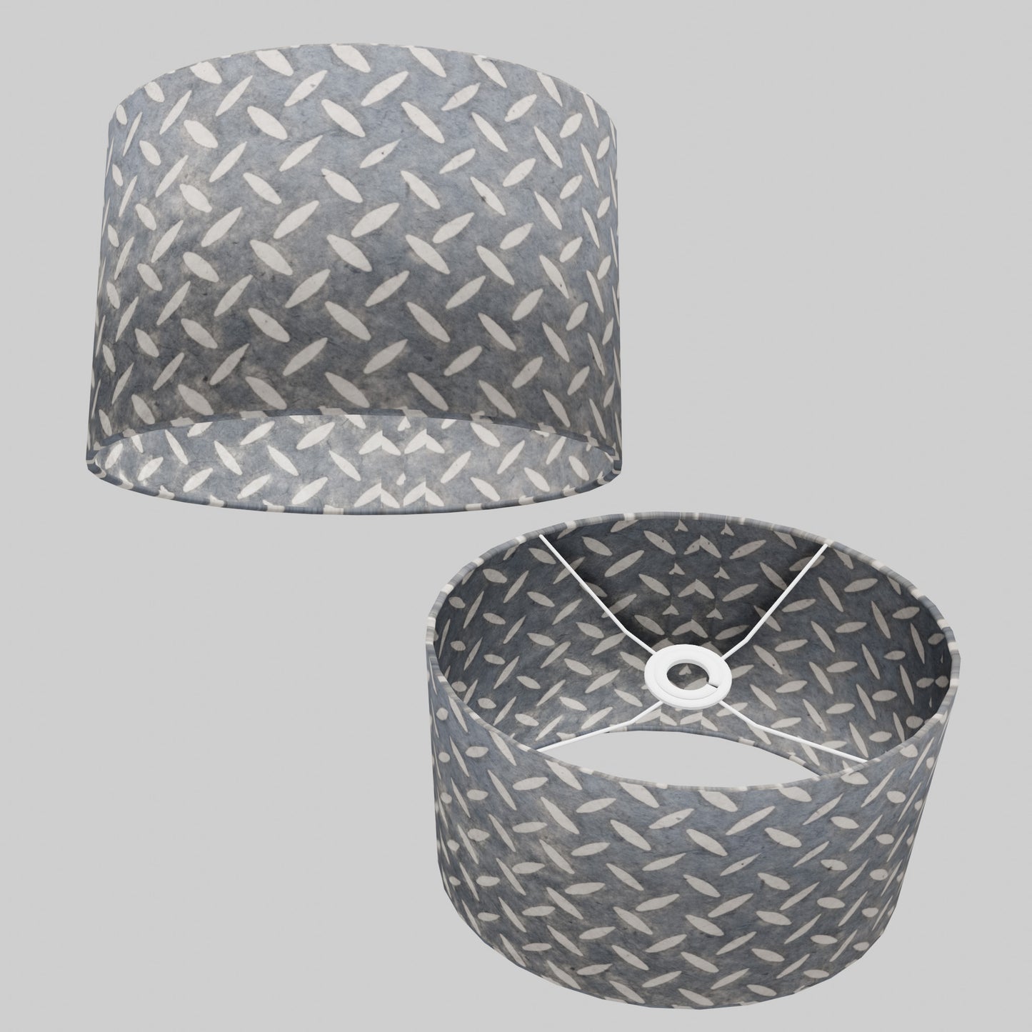 Oval Lamp Shade - P88 ~ Batik Tread Plate Grey, 30cm(w) x 20cm(h) x 22cm(d)