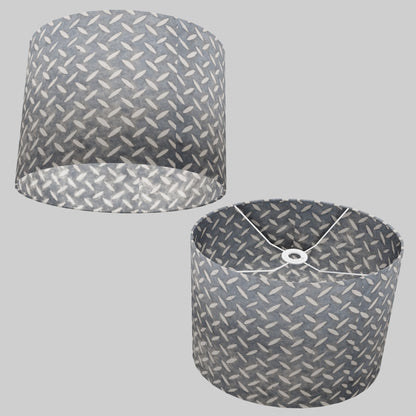 Oval Lamp Shade - P88 ~ Batik Tread Plate Grey, 40cm(w) x 30cm(h) x 30cm(d)