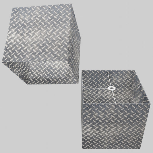 Square Lamp Shade - P88 ~ Batik Tread Plate Grey, 40cm(w) x 40cm(h) x 40cm(d)