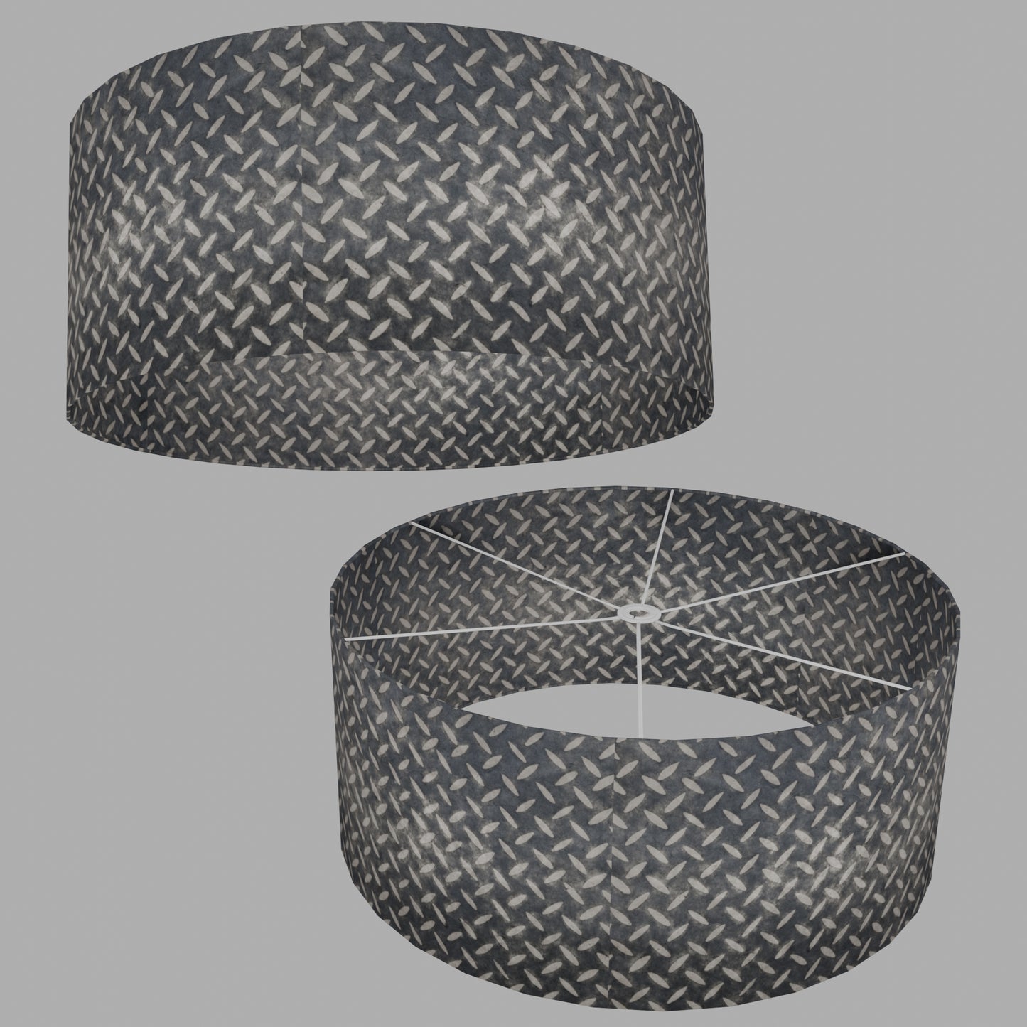 Drum Lamp Shade - P88 ~ Batik Tread Plate Grey, 70cm(d) x 30cm(h)